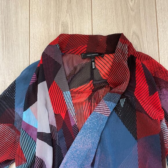 Robert Rodriguez Brooke Overlay Faux Wrap Mini Dress Tunic Women’s Medium Geomet - Picture 7 of 9